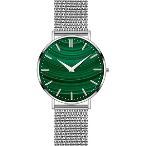316L Stainless Steel Case Ronda Movement Quartz Watch for Men with Leather Strap and Malachite Dial-OEM Brand