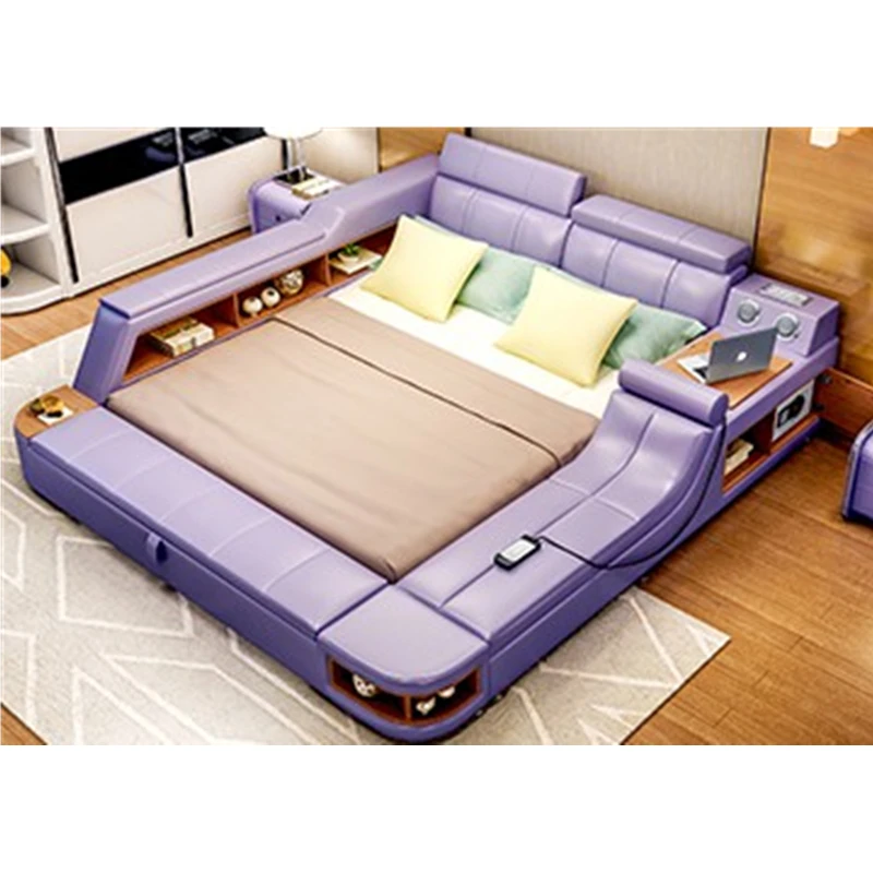 Big Storage Wireless Speaker USB King Size Queen Size Bedding Set Bedroom Furniture Tatami Smart Double Wood Beds
