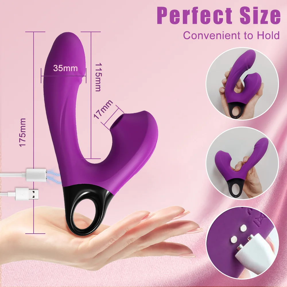 Strong Earthquake Sucking Massage Stick Vibrator 10 Frequency Vibration & 5 Frequency Sucking Female Masturbator Adult Sex Toy_voghion.com