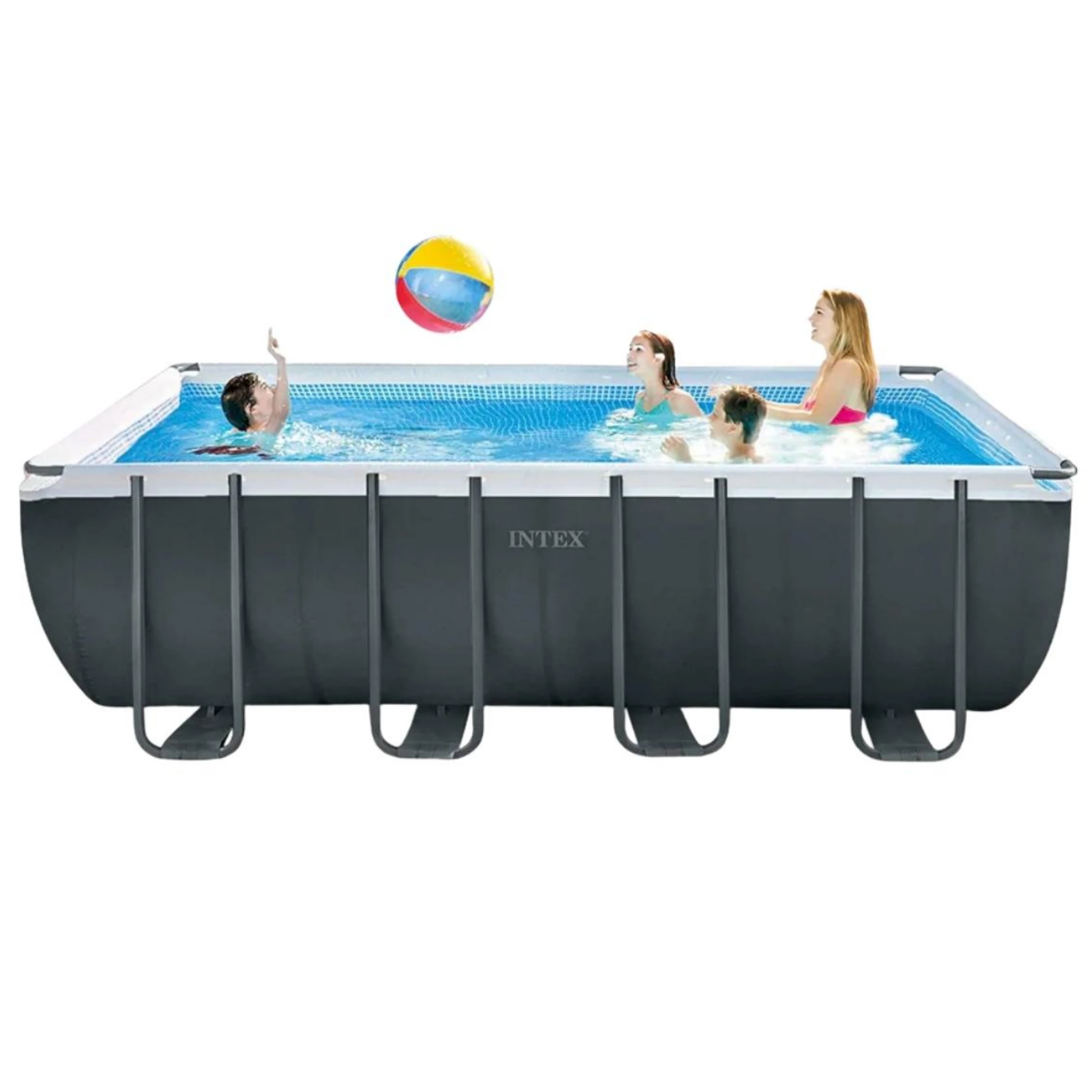 INTEX 26356 Family PVC Outdoor Rectangular Frame Above Ground Pool Set 5.49m X 2.74m X 1.32m