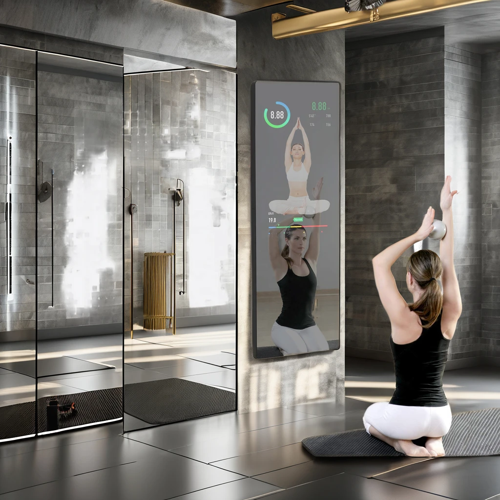 Custom 43-Inch Smart Magic Mirror LCD Digital Signage Interactive Exercise Fitness Smart Display Mirror Kiosk