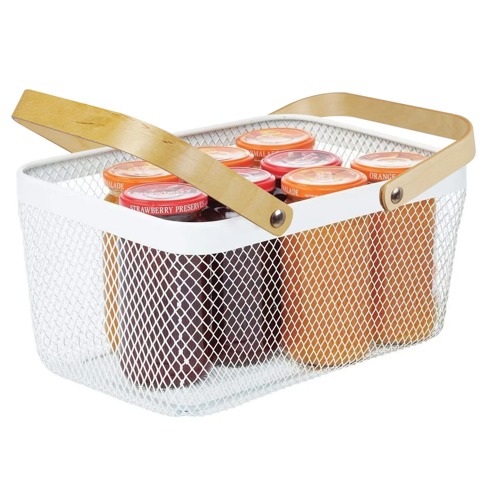 Распродажа Модная Портативная корзина для хранения фруктов и металлическая корзины из проволочной сетки