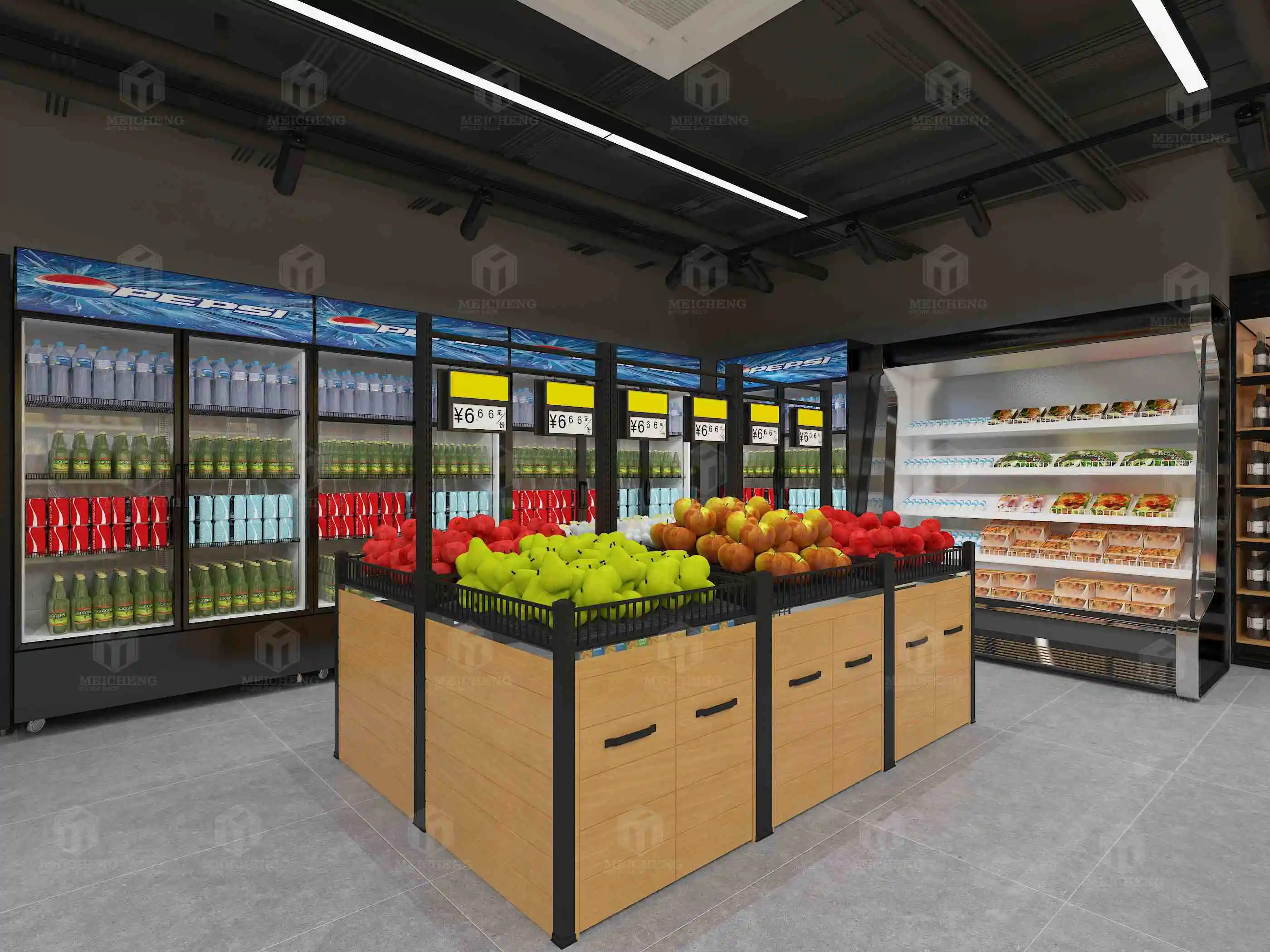 Meicheng Supermarket Interior Design Layout Grocery Store Equipment ...