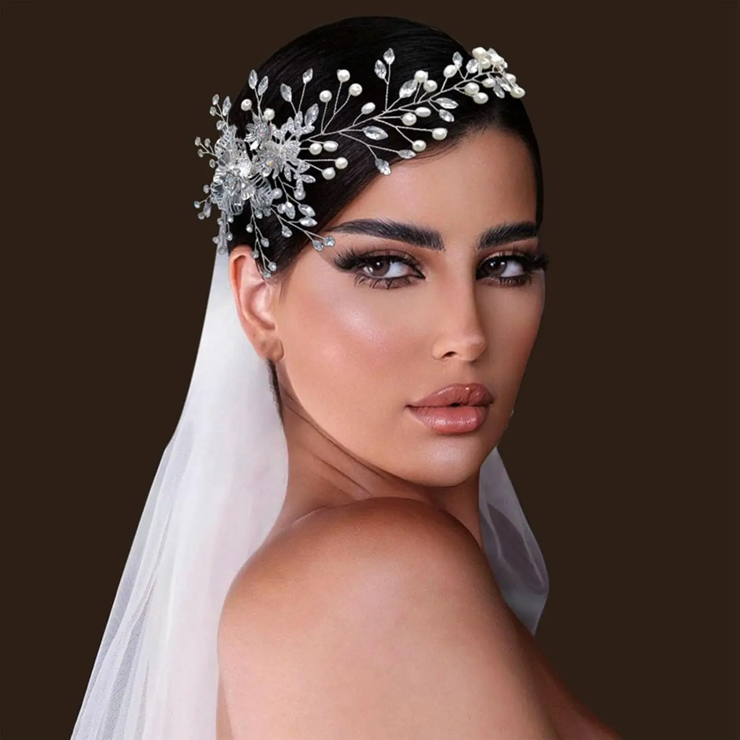 Premium Elegant Wedding Hair Pieces Rhinestone Bridal Hair Comb and Accessories for Bridesmaids Made of Silk