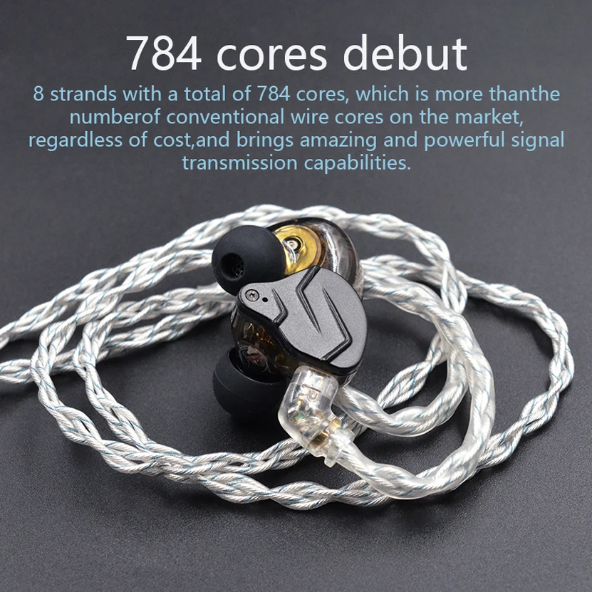 KZ 8 Core Silver/blue Mixed Update Cable for Earbuds & Headphones