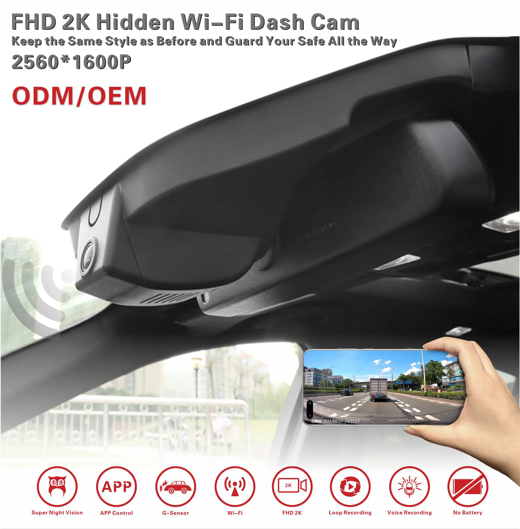 Rear View Safety Hidden Dash Camera with WiFi