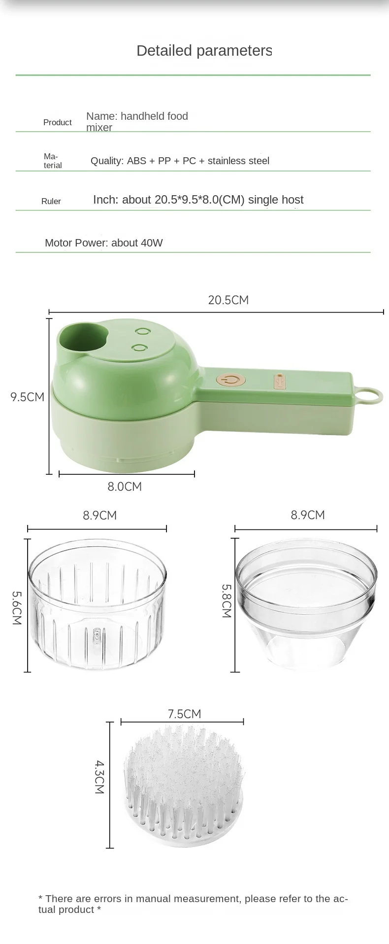 Multifunctional 4 in 1 Handheld Electric Vegetable Cutter Set Carrot Potato Chopper Cutting Machine