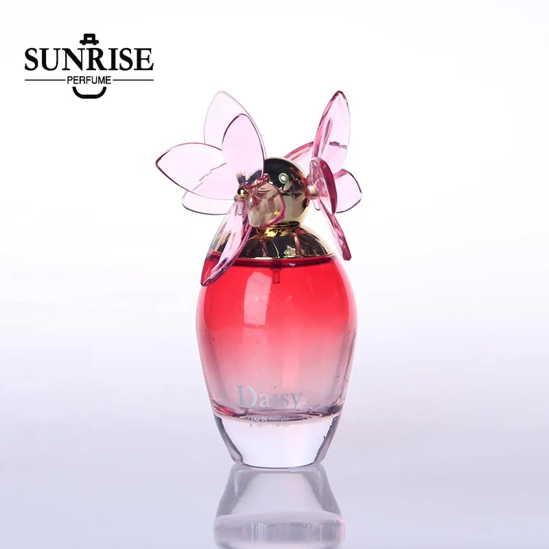 Pink Perfume Bottle With Women's Perfume With Flower Cap