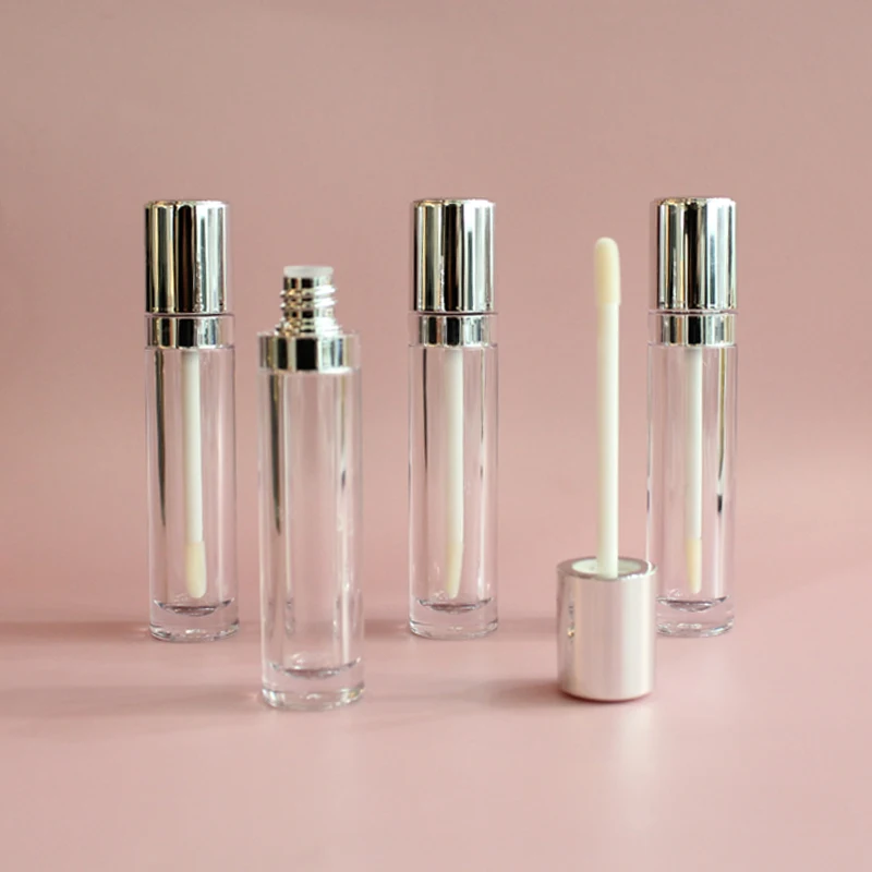 2021 new low moq empty round white wand purple lipgloss packaging gold lip gloss container tubes with brush