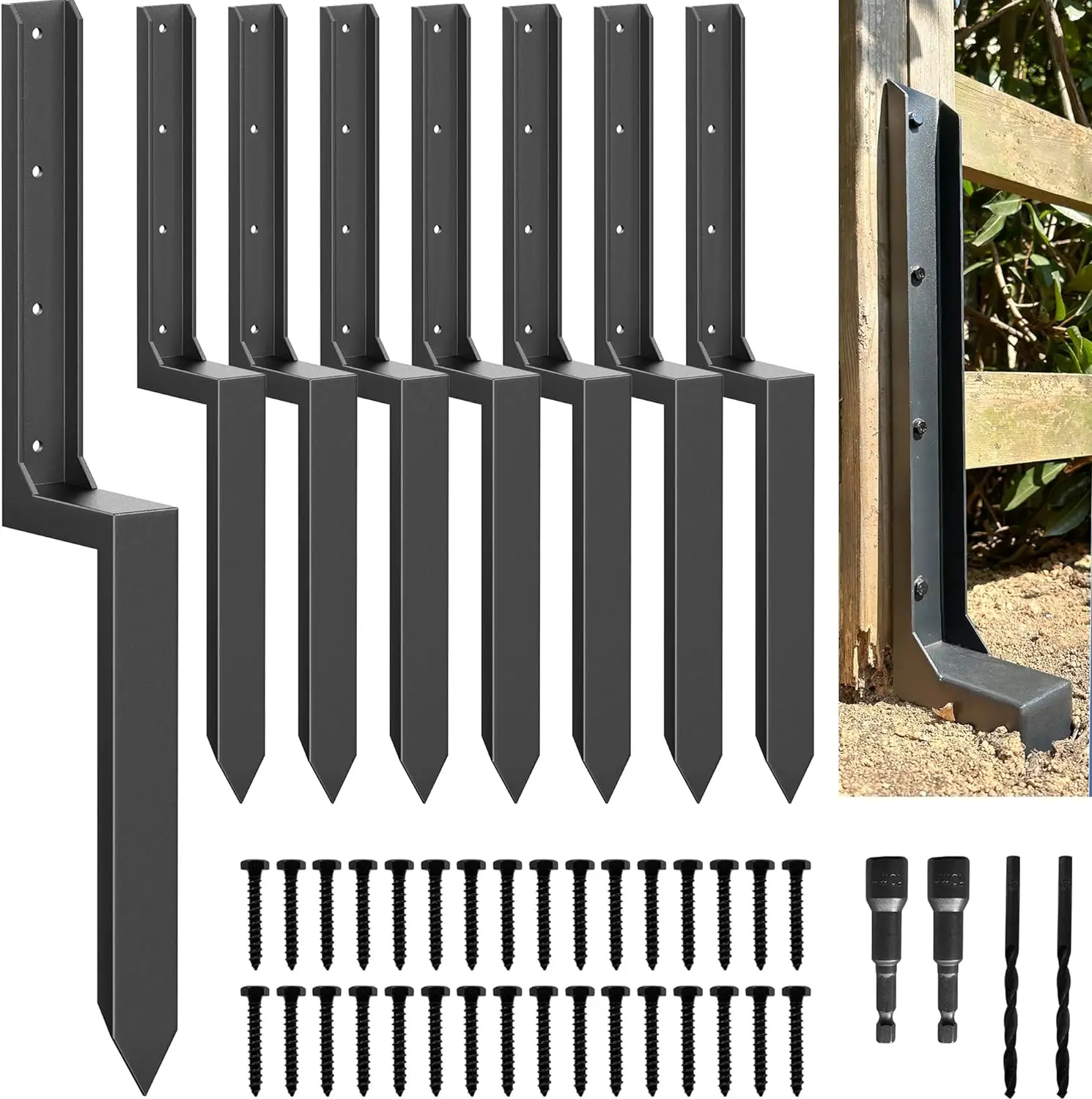 Kit di riparazione per pali di recinzione, picchetti di ancoraggio per