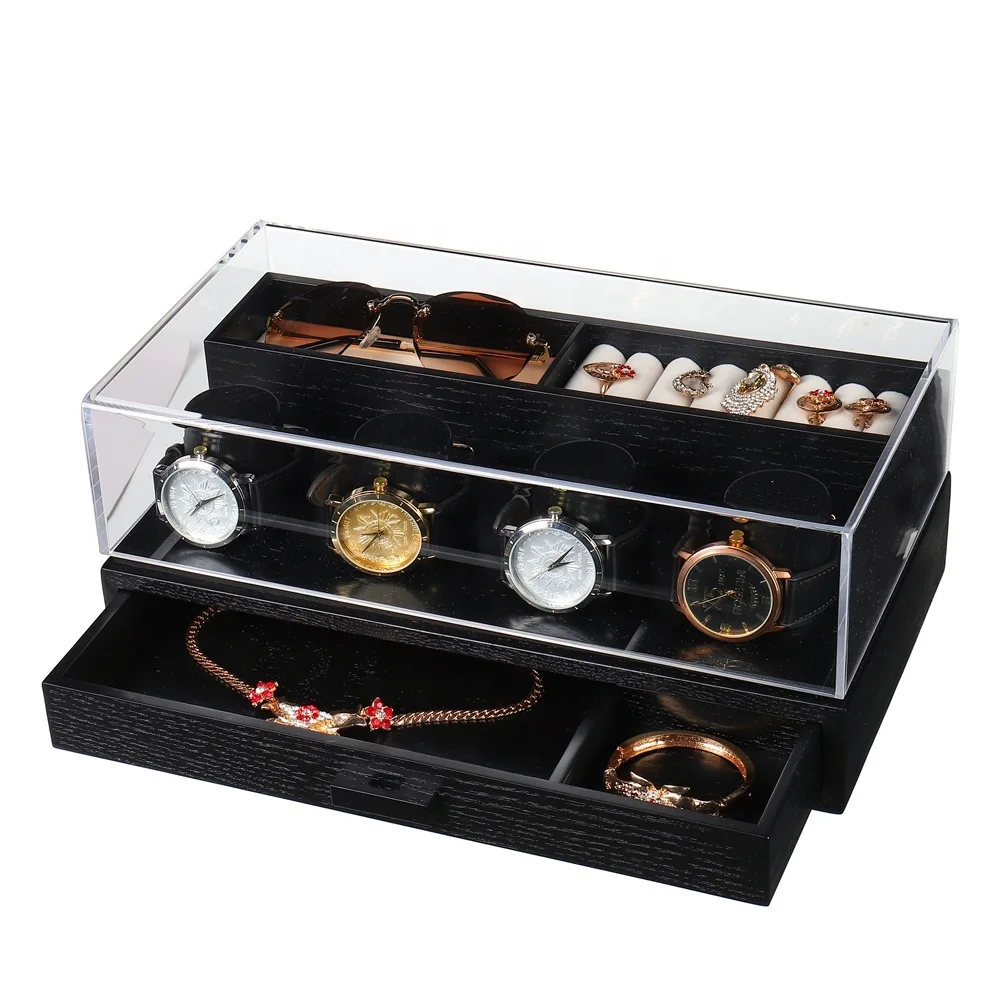 ODM/ OEM Handmade Custom Logo Men Jewelry Display Storage Holder Wood Watch Case Box