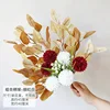 Bouquet d'hortensias marron-rouge-blanc + vase en céramique
