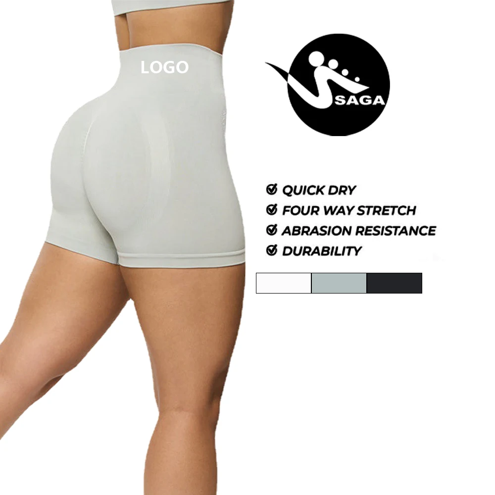 Custom Logo Durable High Waisted Scrunch Butt Lift Legging Gym Fitness Seamless Yoga Biker 9499