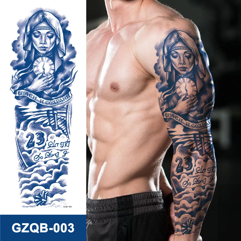 Hot Selling Adult Full Arm Semi Permanent Juice Similar Real Temporary Rich Style Water Transfer Tattoo Stickers