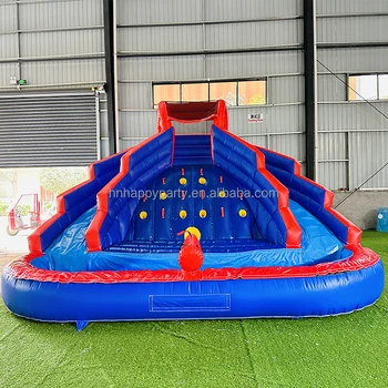 Heavy duty commercial bounce house inflatable bouncer castle double water slide with pool for kids