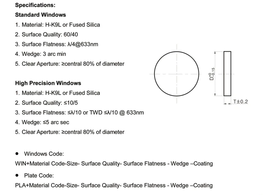 Optical Grade Saphire Bk7 round Observation Window manufacture