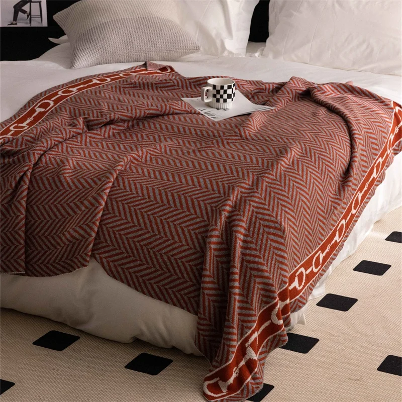 Knitted Blanket With Line Patterns For Adult Comfort  Softness And Warmth blg factory