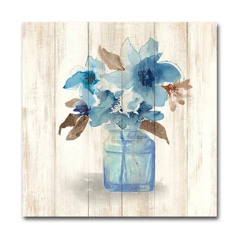 Wholesale Canvas Art Blue Flowers Vase Painting Designs For