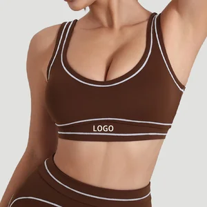 Brushed Quick-drying Nude Yoga Color-blocking Sports Running and Fitness Wear Cross-border Beautiful Back Yoga Wear Bra