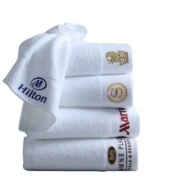 Luxury White Hotel Bathroom Organic 100% Cotton Bath Towels Jacquard Hotel Bath Towel Set With Oem Logo Hotel Towel Set