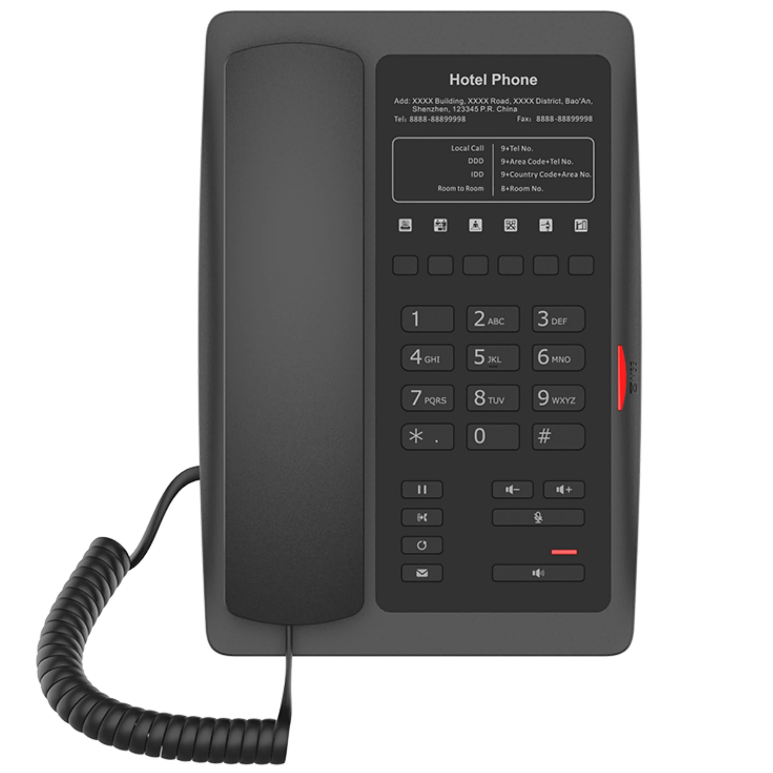 Fanvil Black H3 PoE 2 Line SIP Hospitality VoIP Phone| Alibaba.com