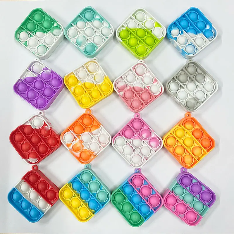 Горячее предложение ключевой цепи тревоги снятие стресса обруч пузырь, встроенный в транспортное средство, сенсорные силикон пуш-ап беспокойная игрушка