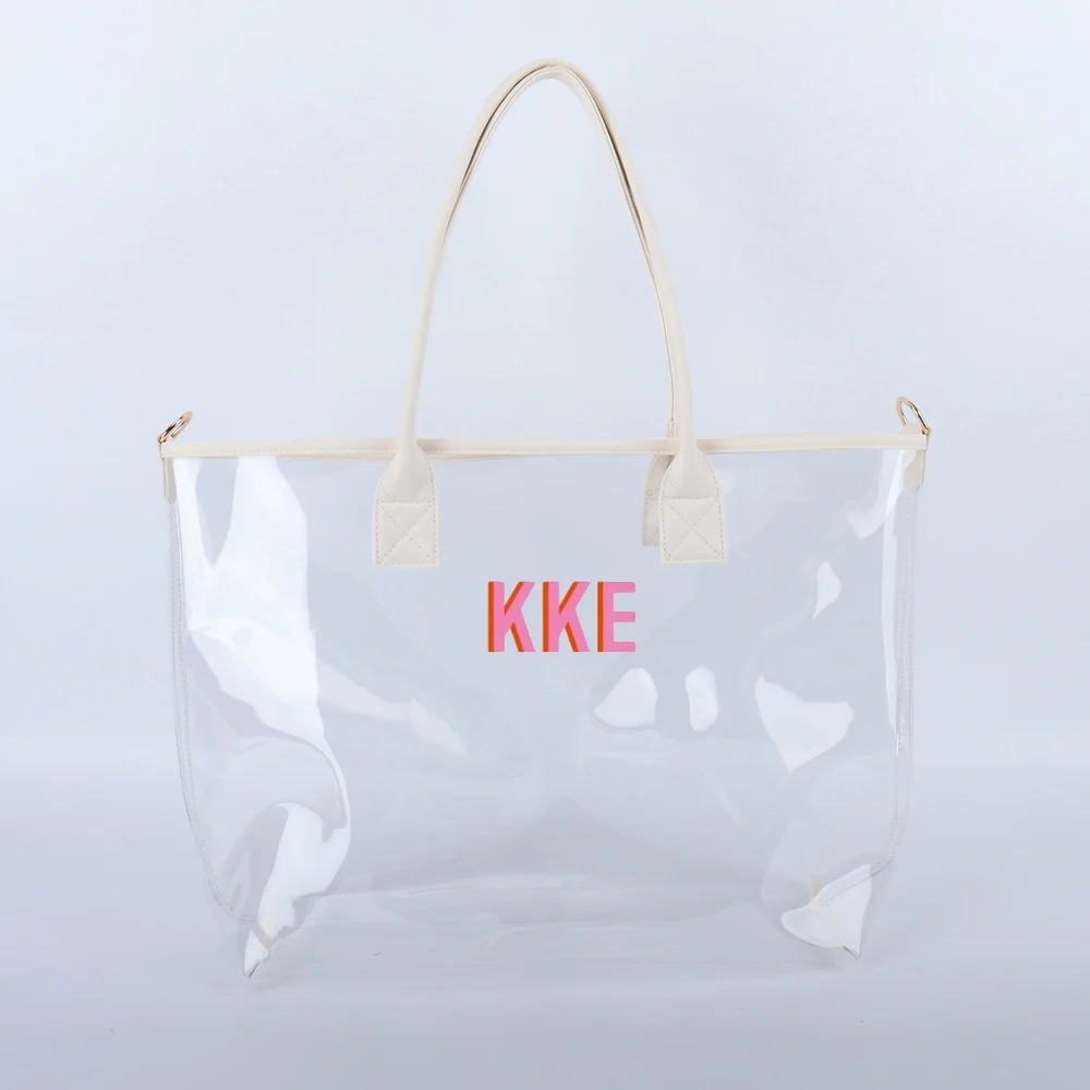 PVC Clear Shoulder Tote Bag - 2-in-1 Transparent Beach Bag With Zipper Pouch, Waterproof & Large Capacity
