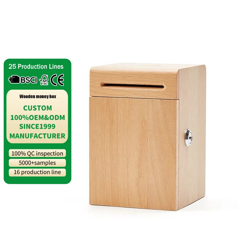 Hölzerne Spardosen Mit Schlüsseln Holz-sparschwein Geldspardosen Sparbüchsen Für Kinder Geschenkbox Für Münzen