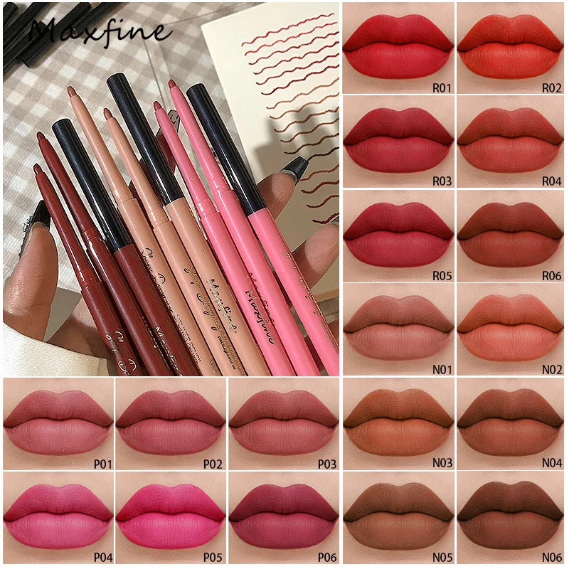 Retractable Smooth Application Creamy Color Slim Matte Gel Lip Liner Pencils