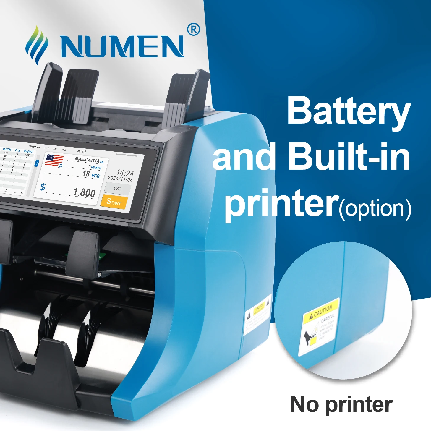 NUMEN SH-209Q Full Touch Screen Two Pockets Bill Banknote Cash Money Note Currency Sorter Mixed Money Counting Machine