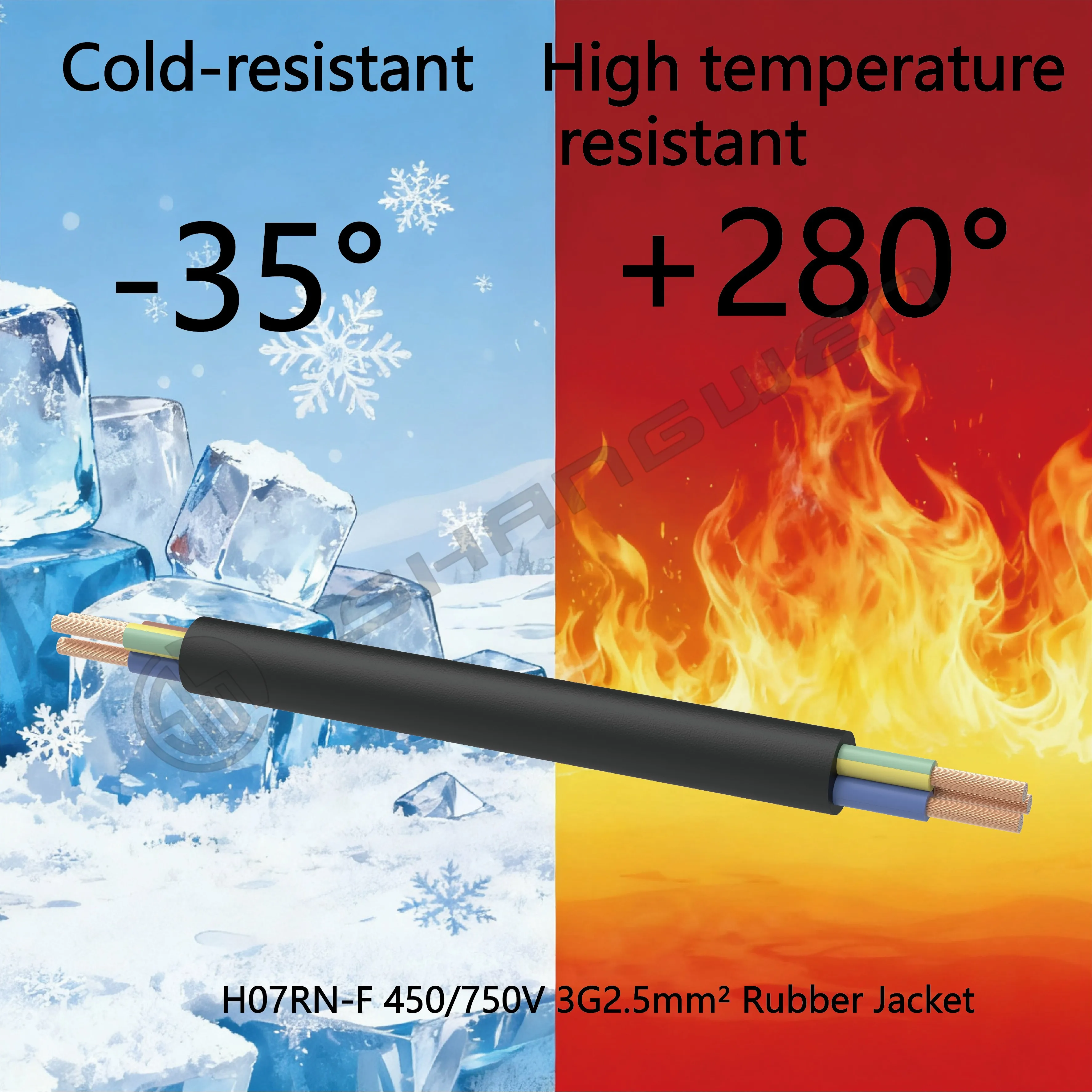 3*2.5mm2 H07RN-F 450/750V CCC VDE 3 Core Sheathed Wire Bare Copper Core Cable 2.5 mm² 3 Core Power Cable Black Rubber Cable