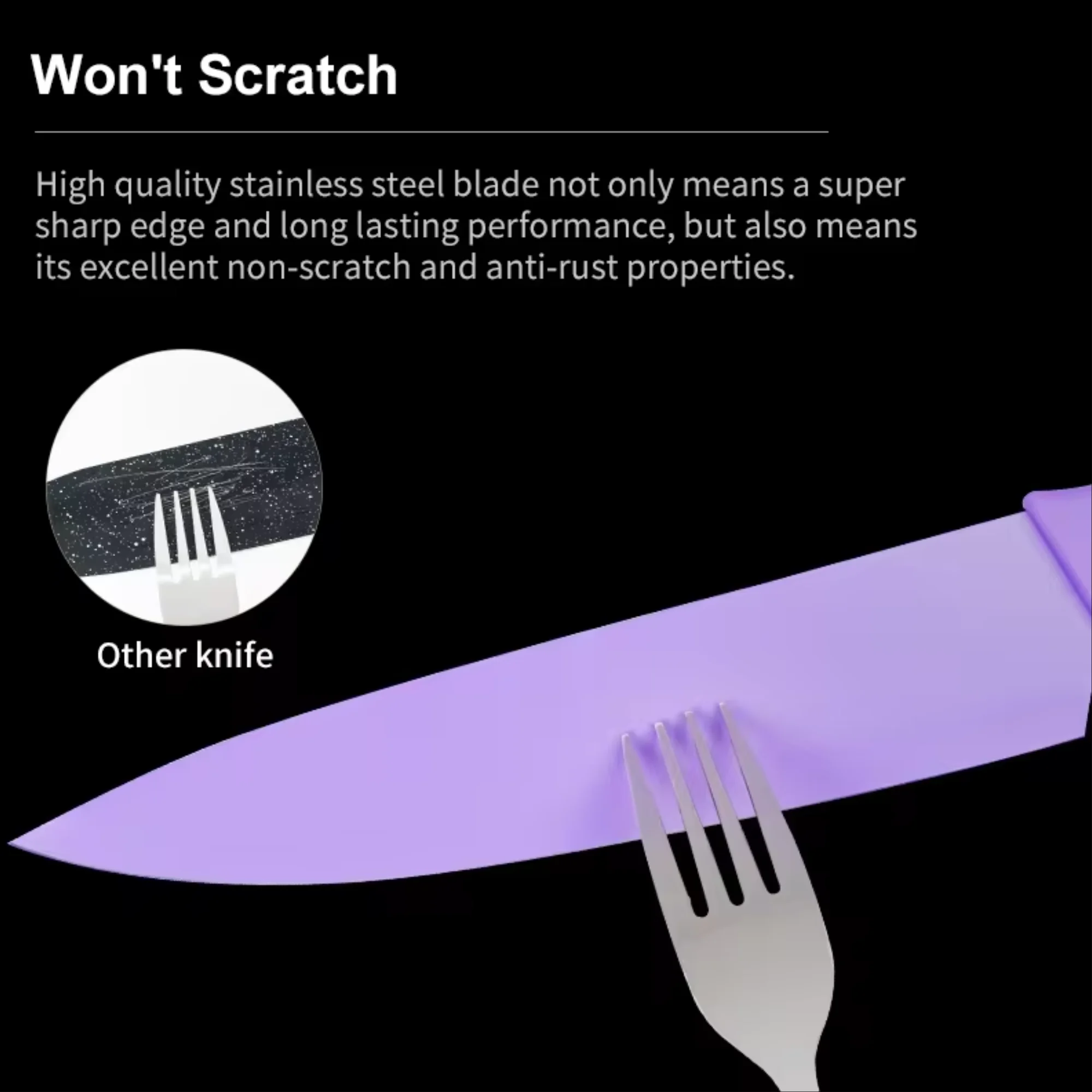 6 PCS Stainless Steel Chef Colorful Non Stick Kitchen Knife Set With Knife Sheath