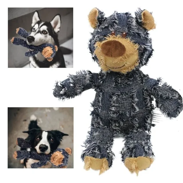 Dog Plush Chew Toys Bear Dog Toy Indestructible Soft Dog Toys Squeaky Grinding Cleaning Teeth Anti Bite Pets Supplies