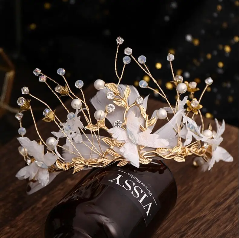 
Барокко Золотая Бабочка корона цветы для свадьбы или выпускного бала диадема ободок для волос с жемчугом Свадебные украшения для волос невесты женские аксессуары для волос повязка на голову 