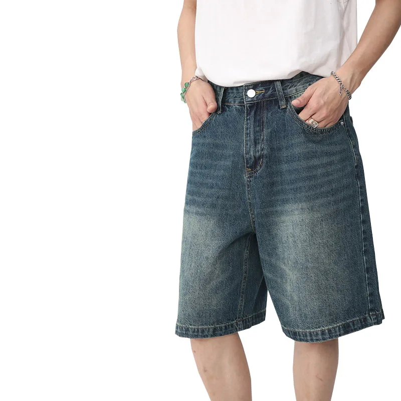 Shop Men's Vintage Baggy Denim Shorts Korean Style