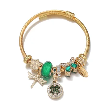 Fairy Four-leaf clover butterfly gold bracelet stainless steel bracelet jewelry