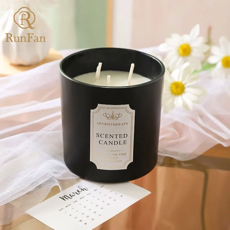 Private Label Scented Candle Luxury Aromatherapy 3 Wicks Glass Jar