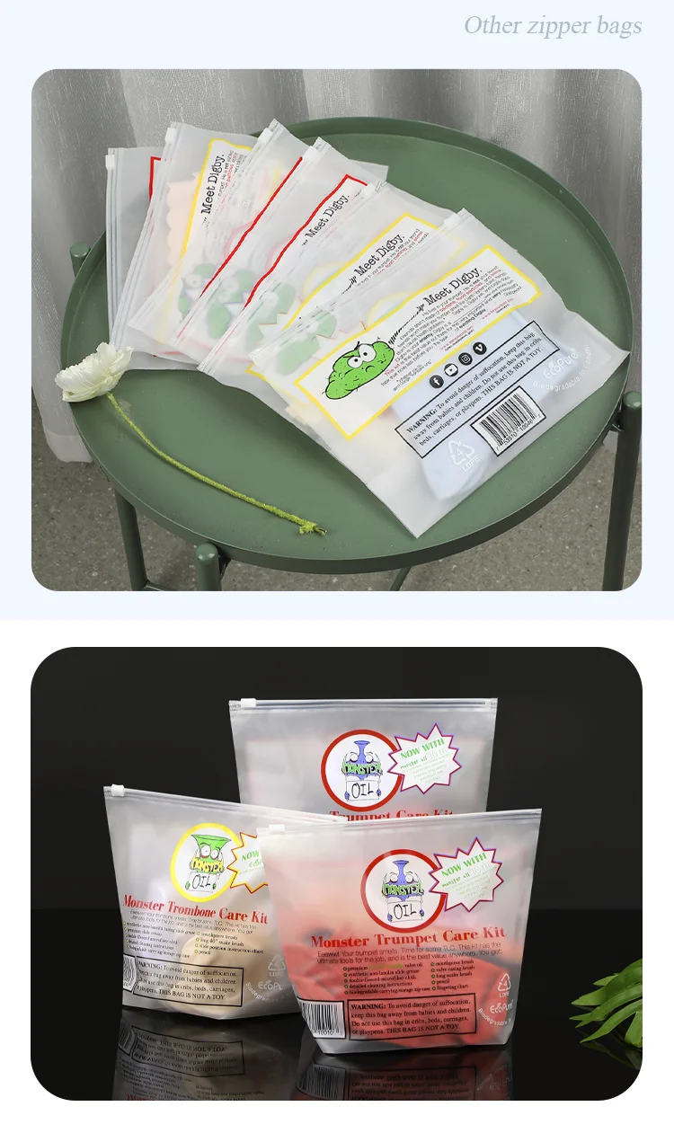 Packaging Poly Zip Lock Zipper Bag Custom Clear D2W Biodegradable Matte Frosted Resealable Plastic Package PE Clothing Packaging manufacture