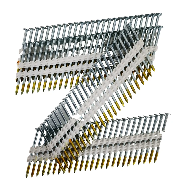 XJP Premium Strength 21-Gram Framing Nails Iron Collated Smooth Spiral Ring Shank Carpenter Approved Plastic Strip Collated