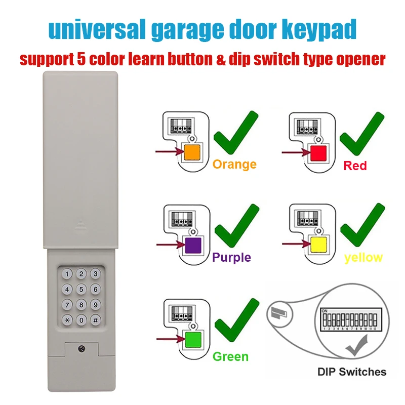 Garage Door Keypad 877MAX with 893MAX Garage Door Opener Remote 3 ...