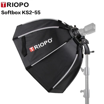 Triopo KS2 55cm 65cm 90cm Photographic Lightbox Foldable Octagon Softbox Handle Bracket Mount SoftBox Godox Yongnuo Speedlite detail image