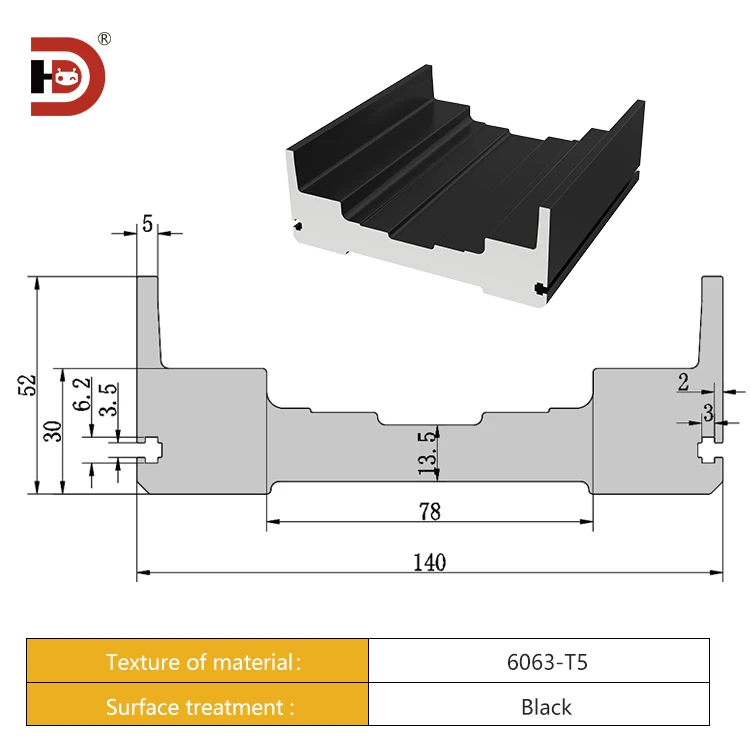 Hengdong 140 Black Linear Motor Module Aluminum Profile Linear Module Linear 140 Black Module Aluminum Profile supplier
