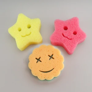 Hot Custom Cartoon  PU Sponge Kitchen Clean Washing  Kitchen Tableware Cleaning Temperature Sensing  Sponge