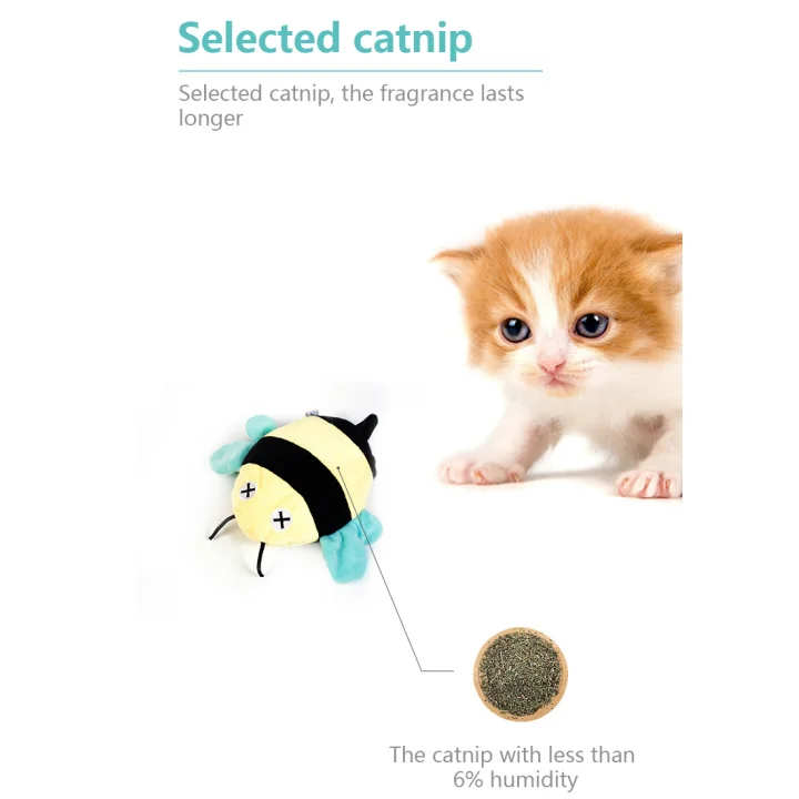 Fad Stock Catnip Filling Insect Ladybug Bee Butterfly Toy Squeaky Soft Cute Stuffed Animal Cat Plush Toy