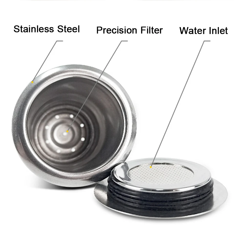 Refillable Reusable Capsule Crema Stainless Steel Coffee Capsule Pod With Reusable Lid Compatible for Nespresso Machines