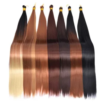 Synthetic Long Straight Hair Extensions Silky Pre Stretched Braiding Hair Bundles Colorful High Temperature Cosplay Braids Hair