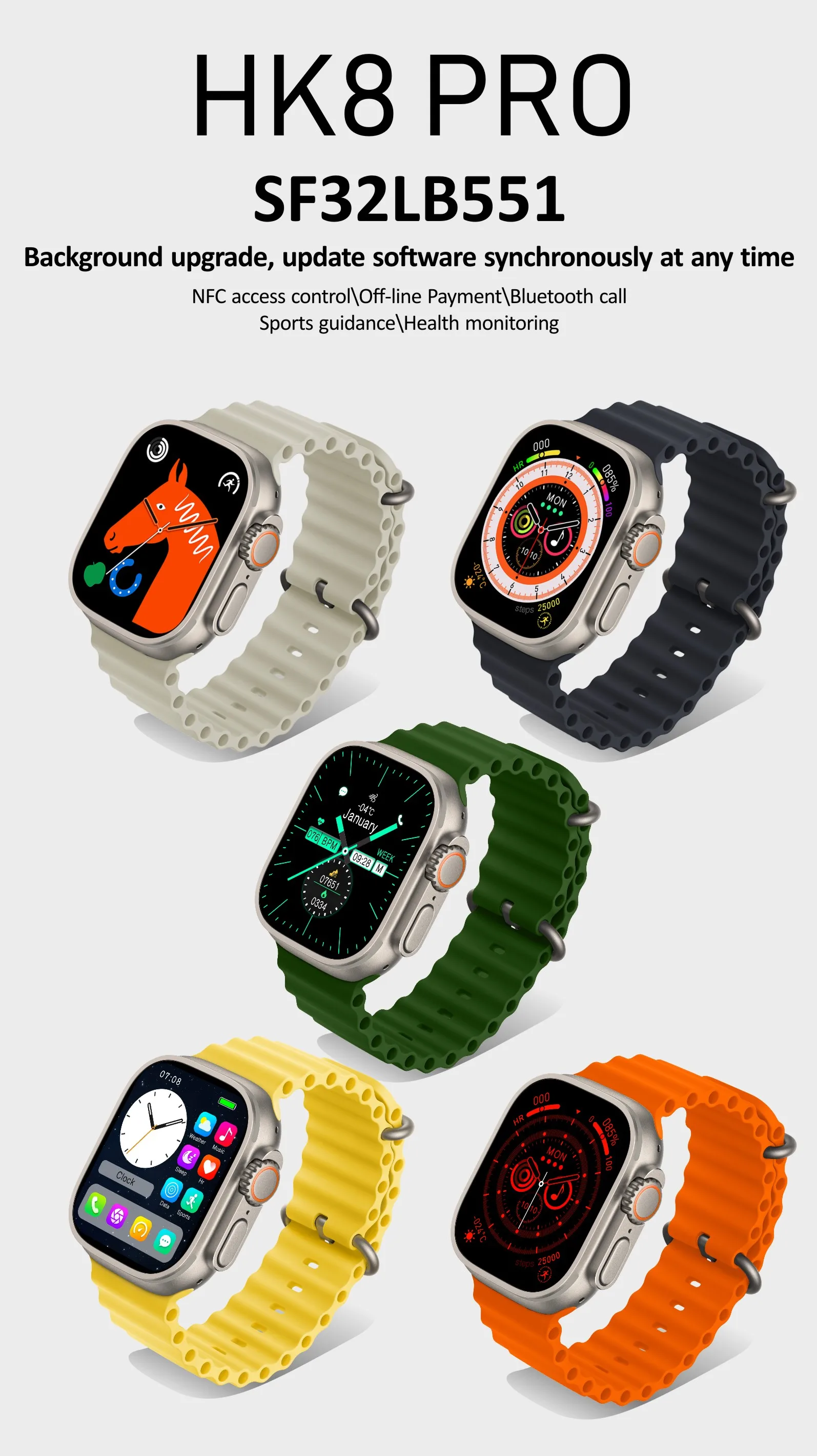 Oem Premium Hk8 Pro Max Amoled 2.02 Inch Screen Smart Watch Bluetooth ...