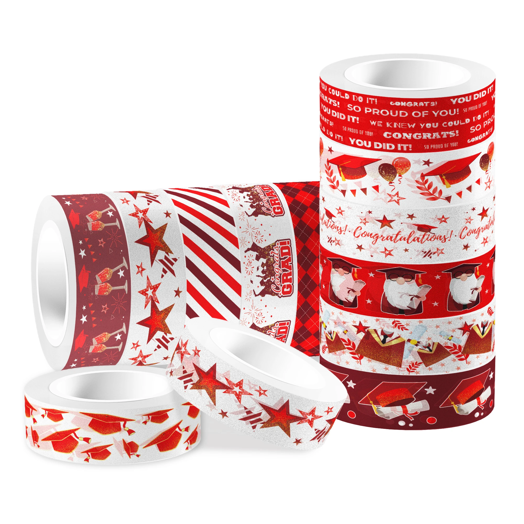 Graduation Masking Tape Red Congrats Decorative Paper Sticker Washi Tape For Bullet Scrapbook