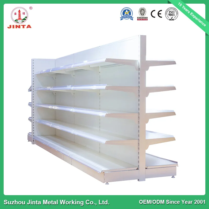 Сверхпрочная металлическая напольная стойка для магазина, гондолы, супермаркета, деревянная полка