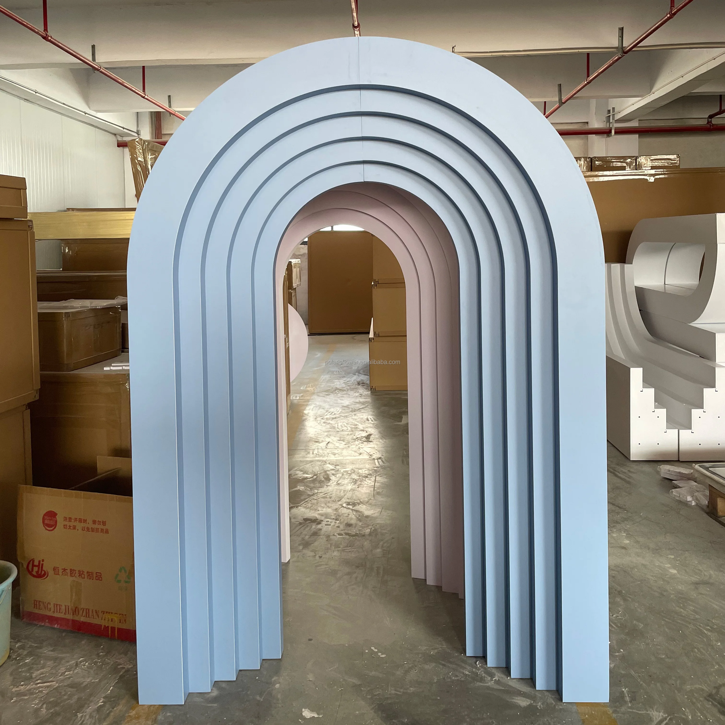 웨딩 용품 아치 리플 배경 핑크 블루 3D 계층화 된 웨딩 파티 이벤트 장식 아치 배경 장식